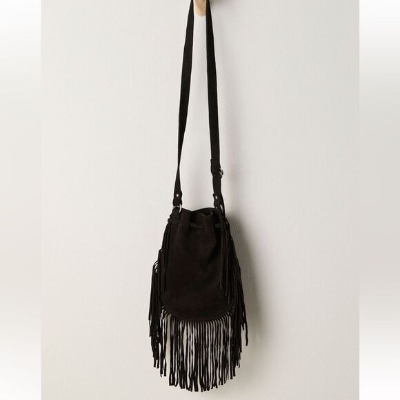 Free People Calamity Suede Fringe Crossbody Bag in Black - Picture 3 of 7